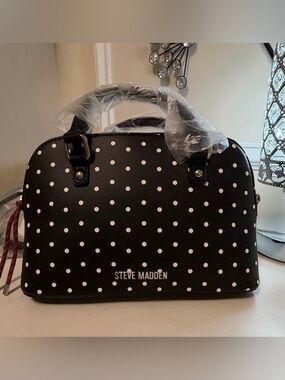 Steve Madden Black and White Polka Dot Satchel